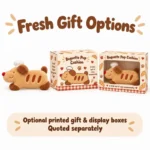 Baguette Chef Dog Plush Pillow — optional packaging concept; final artwork, fit and quotation require confirmation.