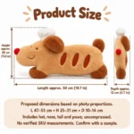 Baguette Chef Dog Plush Pillow — proposed size reference; dimensions require sample confirmation.