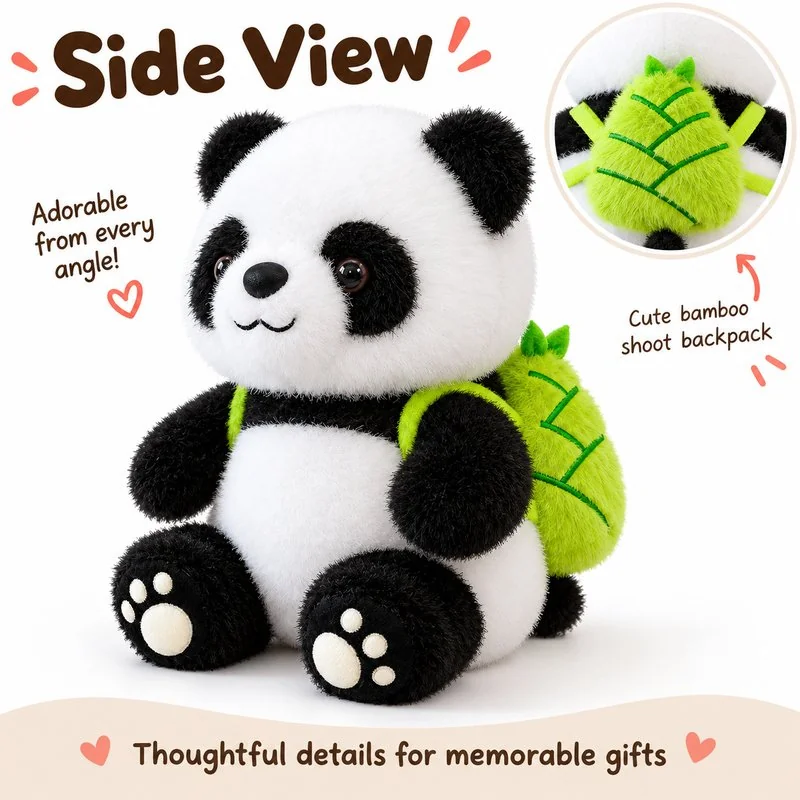 Bamboo Backpack Panda Soft Toy — additional angle concept.