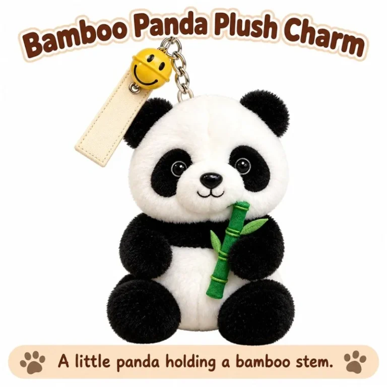 Bamboo Holding Panda Plush Keychain