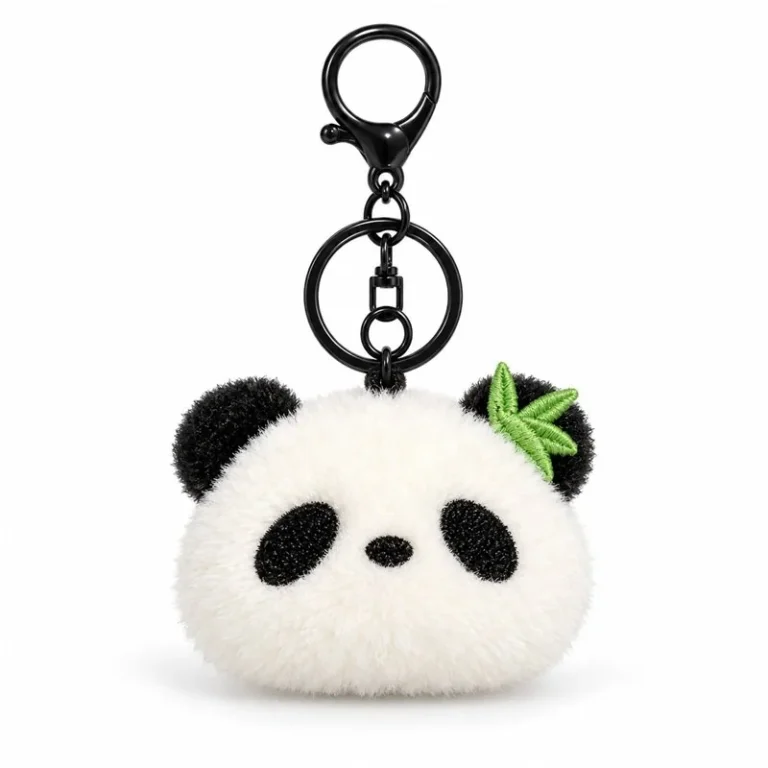 Bamboo Panda Face Plush Keychain