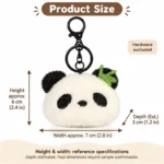 Bamboo Panda Face Plush Keychain — proposed size reference; dimensions require sample confirmation.