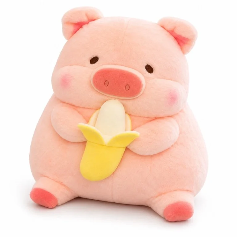 Banana Holding Pink Pig Plush