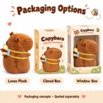 Bee Backpack Capybara Plush — optional packaging concept; final artwork, fit and quotation require confirmation.