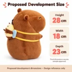 Bee Backpack Capybara Plush — proposed size reference; dimensions require sample confirmation.