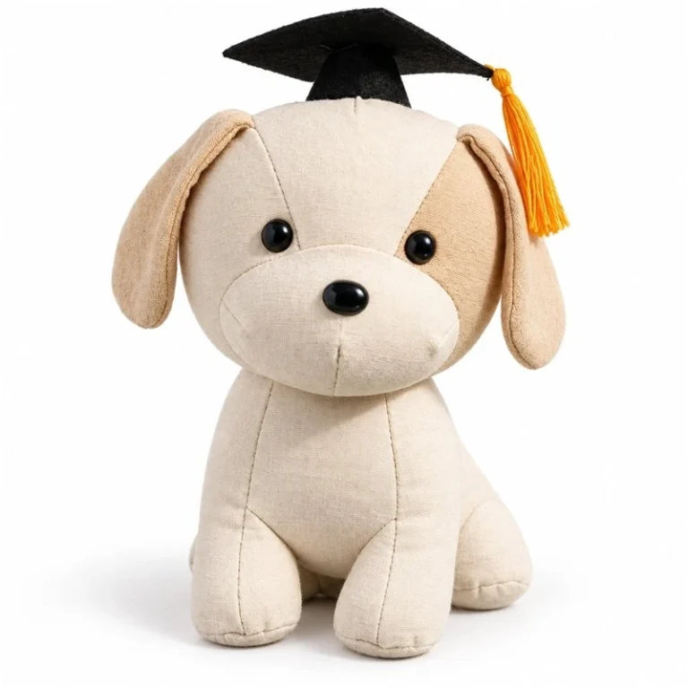 Beige Graduation Puppy Plush
