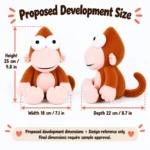 Big Eyed Brown Monkey Plush — proposed size reference; dimensions require sample confirmation.