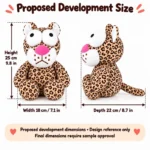 Big Eyed Leopard Plush — proposed size reference; dimensions require sample confirmation.