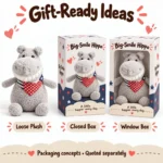 Big Smile Bandana Hippo Plush — optional packaging concept; final artwork, fit and quotation require confirmation.
