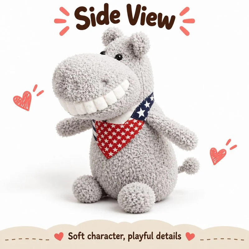 Big Smile Bandana Hippo Plush — additional angle concept.