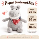 Big Smile Bandana Hippo Plush — proposed size reference; dimensions require sample confirmation.