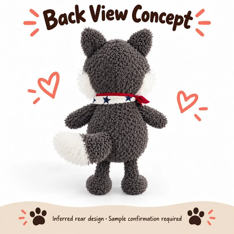 Big Smile Gray Wolf Plush — reverse construction concept.