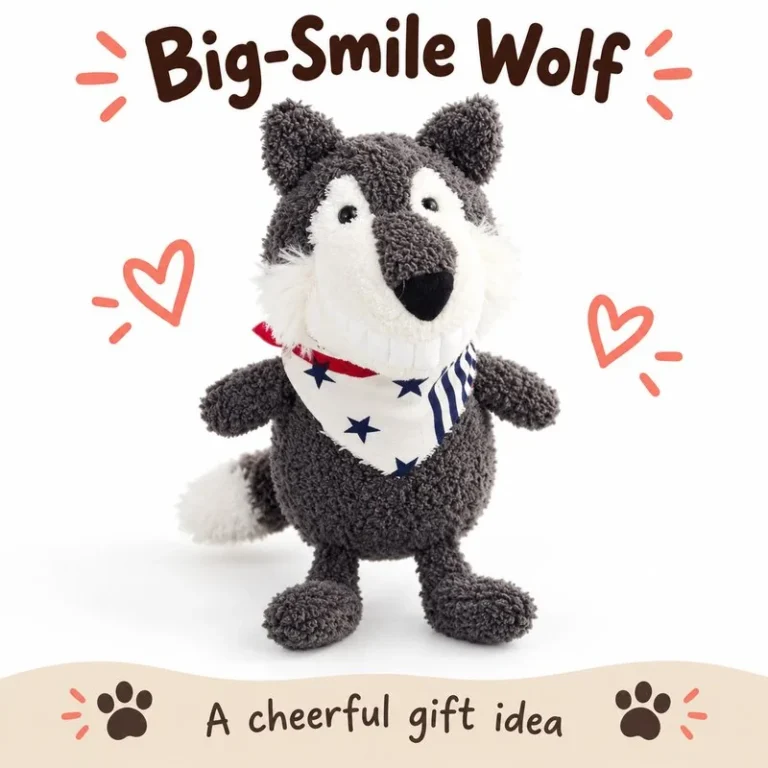 Big Smile Gray Wolf Plush