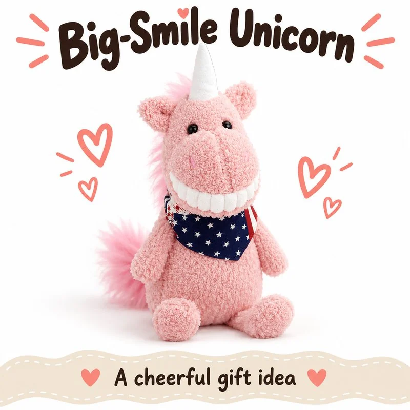 Big Smile Pink Unicorn Stuffed Animal