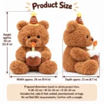 Birthday Cake Teddy Bear Plush — proposed size reference; dimensions require sample confirmation.