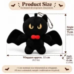 Black Bat Plush Bag Charm — proposed size reference; dimensions require sample confirmation.