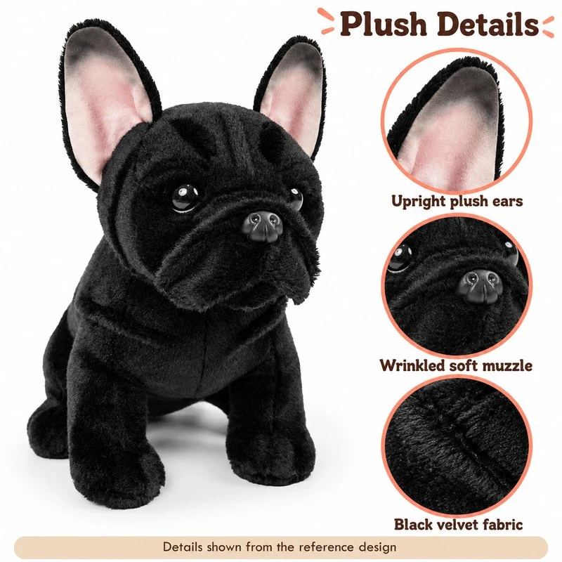 Black French Bulldog Plush — construction detail concept