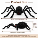 Black Furry Halloween Spider Decoration — proposed size reference; dimensions require sample confirmation.
