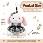 Black Gingham Bunny Plush Charm — proposed size reference; dimensions require sample confirmation.