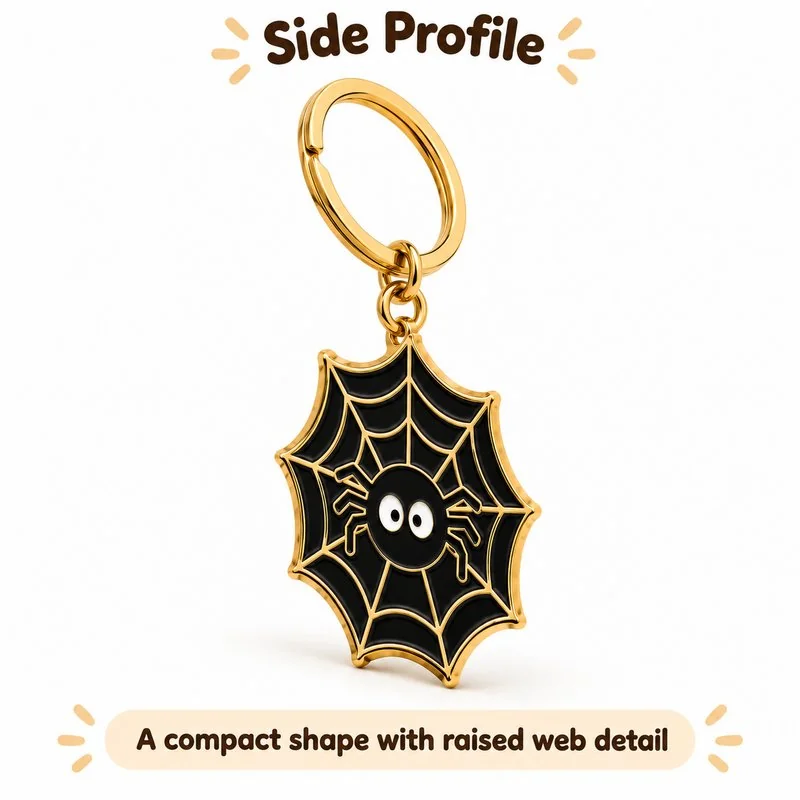 Black Gold Spider Web Keyring — additional angle concept.