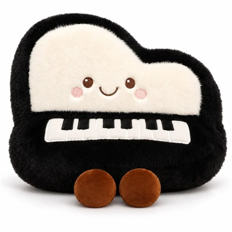 Black Piano Shaped Plush Cushion