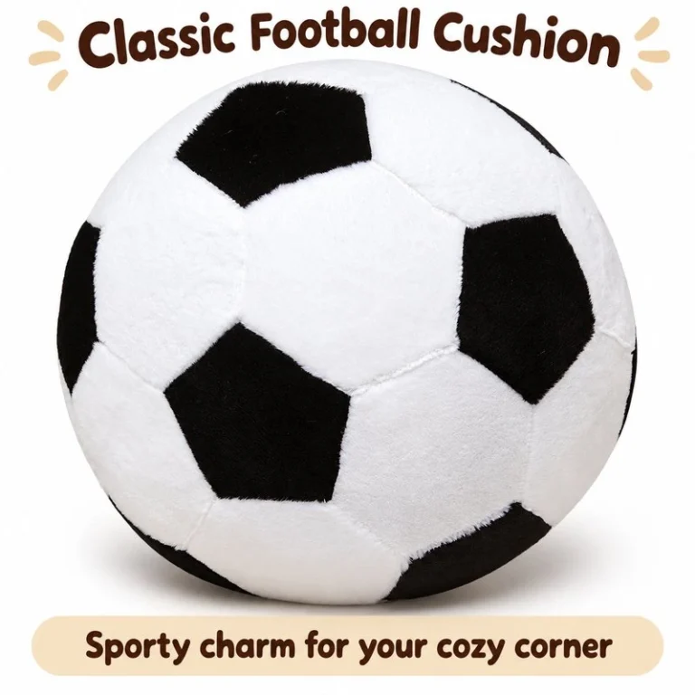 Black White Soccer Ball Plush Cushion