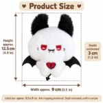 Black White Vampire Bat Plush Charm — proposed size reference; dimensions require sample confirmation.
