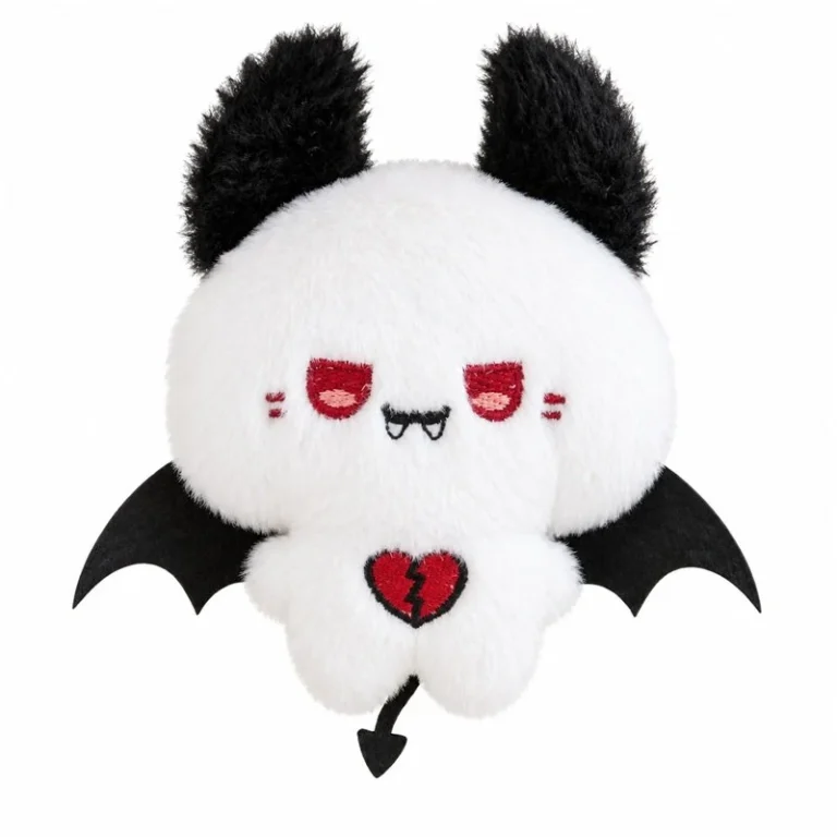 Black White Vampire Bat Plush Charm
