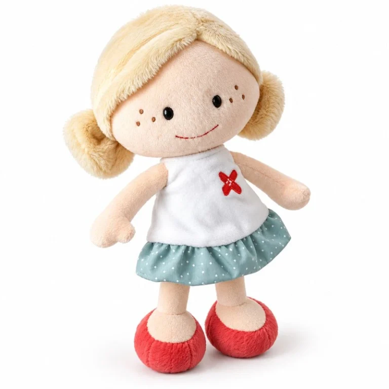 Blonde Girl Teal Skirt Rag Doll