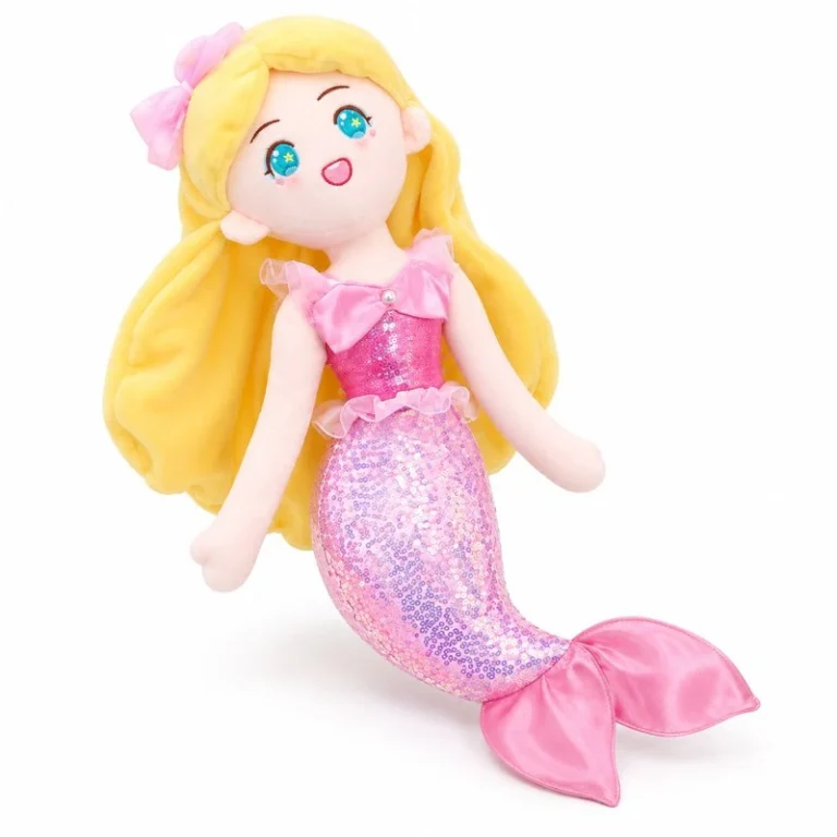 Blonde Pink Sequin Mermaid Plush