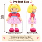 Blonde Yarn Hair Floral Cloth Doll — proposed size reference; dimensions require sample confirmation.