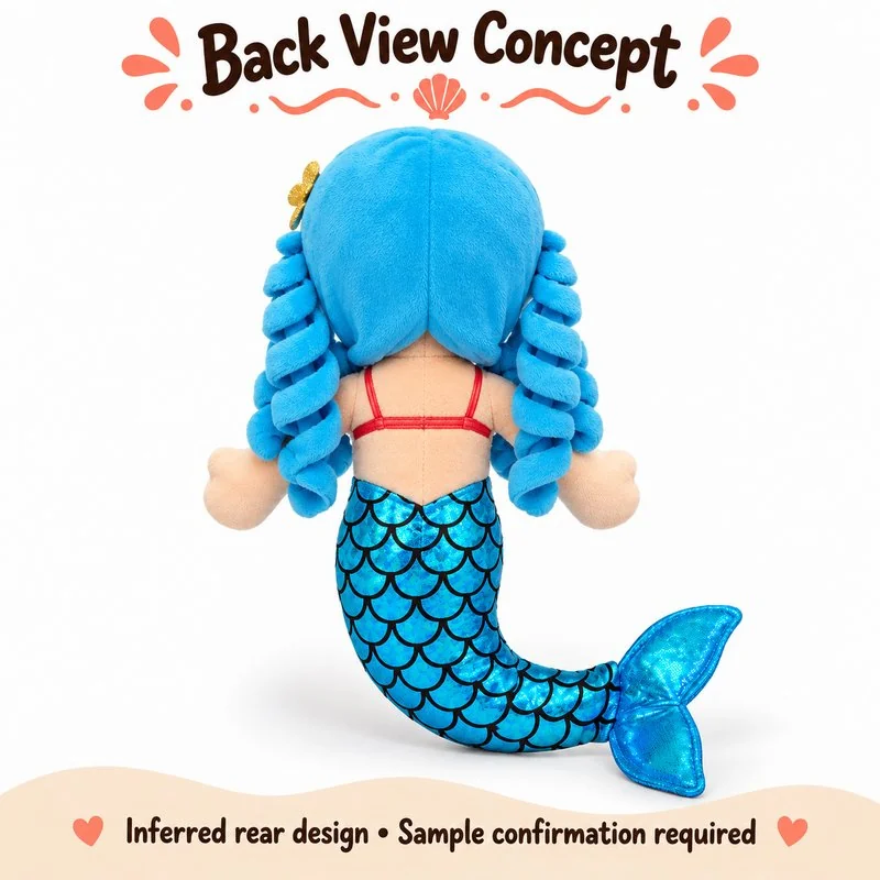 Blue Braid Mermaid Plush — reverse construction concept.