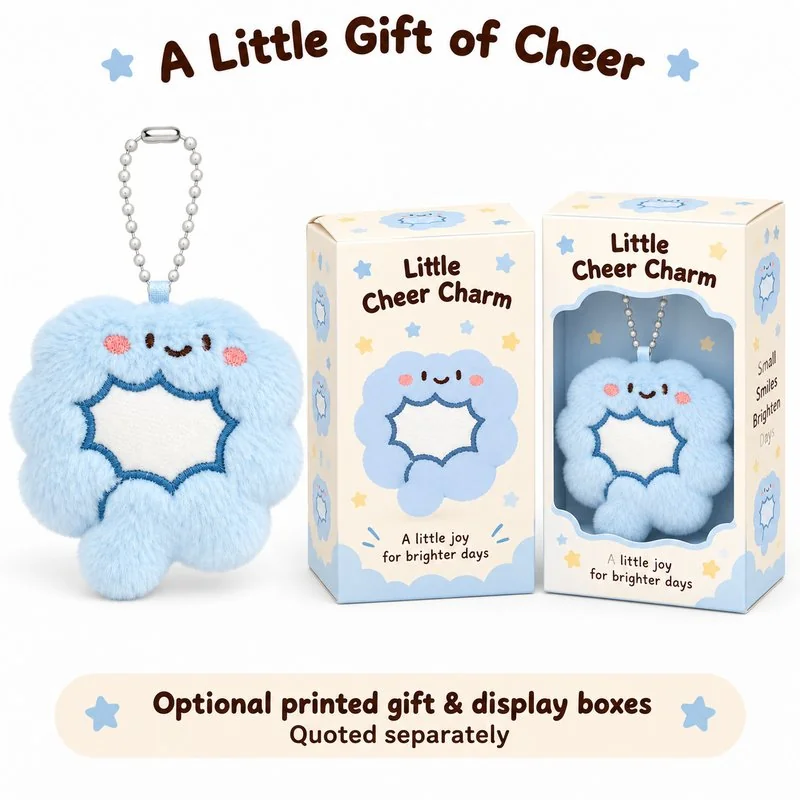 Blue Colon Plush Keychain — optional packaging concept; final artwork, fit and quotation require confirmation.