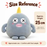 Blue Cross Eyed Monster Plush — proposed size reference; dimensions require sample confirmation.