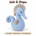 Blue Curled Tail Seahorse Plush — additional angle concept.