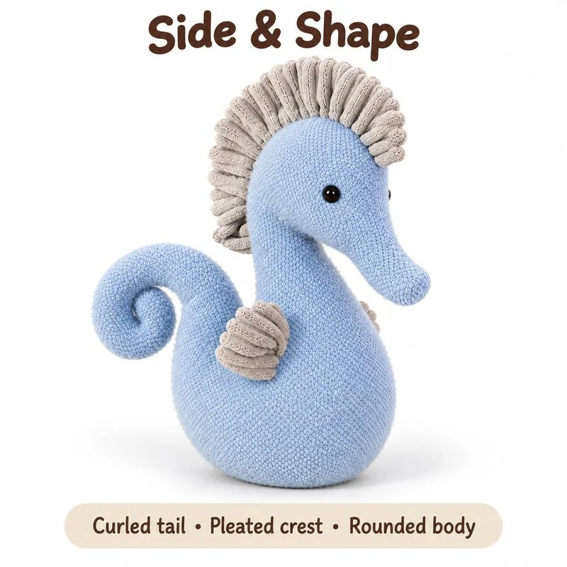 Blue Curled Tail Seahorse Plush — additional angle concept.