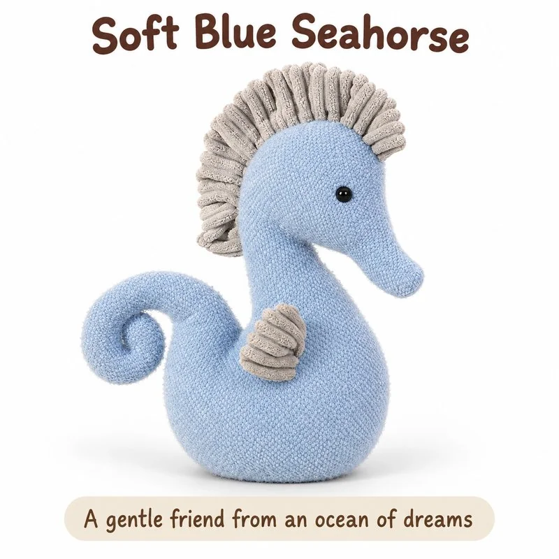 Blue Curled Tail Seahorse Plush