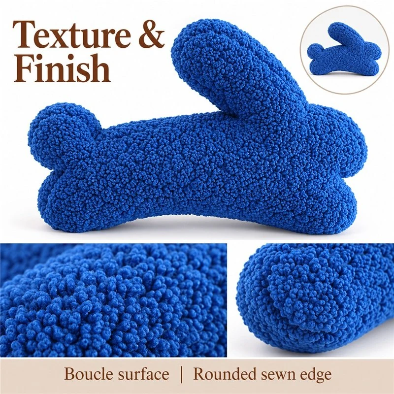 Blue Curly Texture Bunny Plush Pillow — construction and surface detail concept.