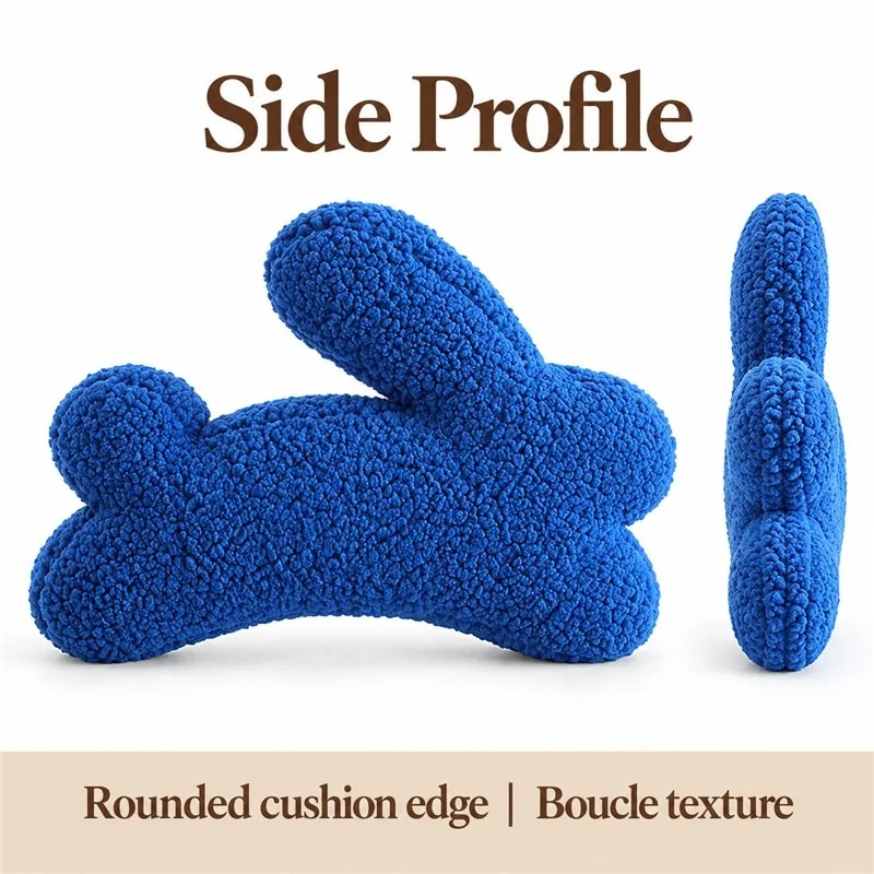 Blue Curly Texture Bunny Plush Pillow — additional angle concept.