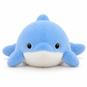 Compact Blue Dolphin Plush; AI concept reference, final sample and specifications to be confirmed.