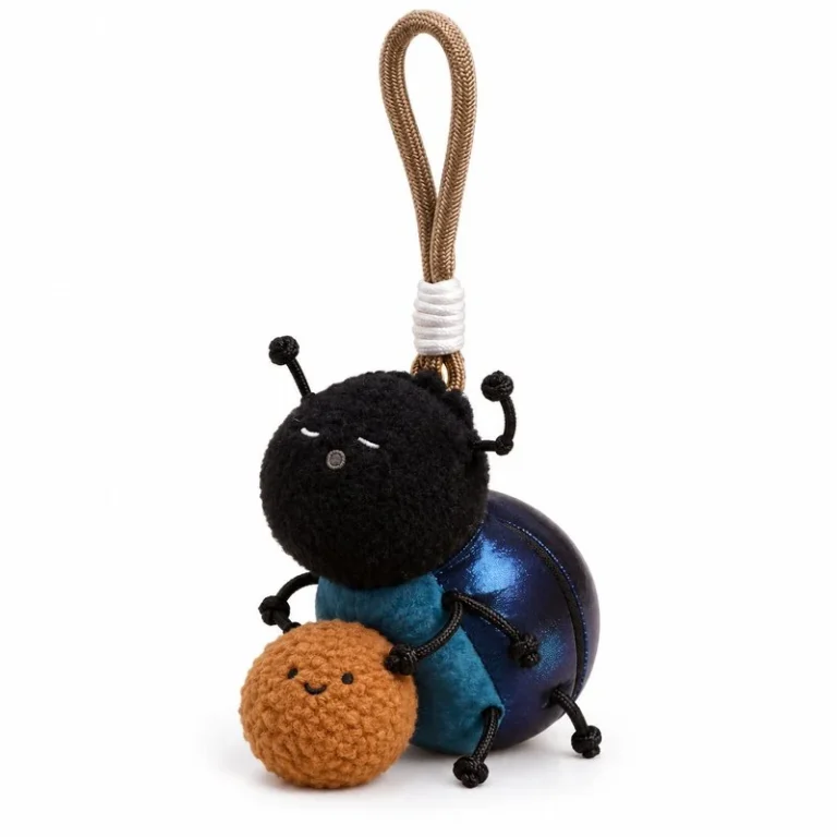 Blue Dung Beetle Plush Keychain