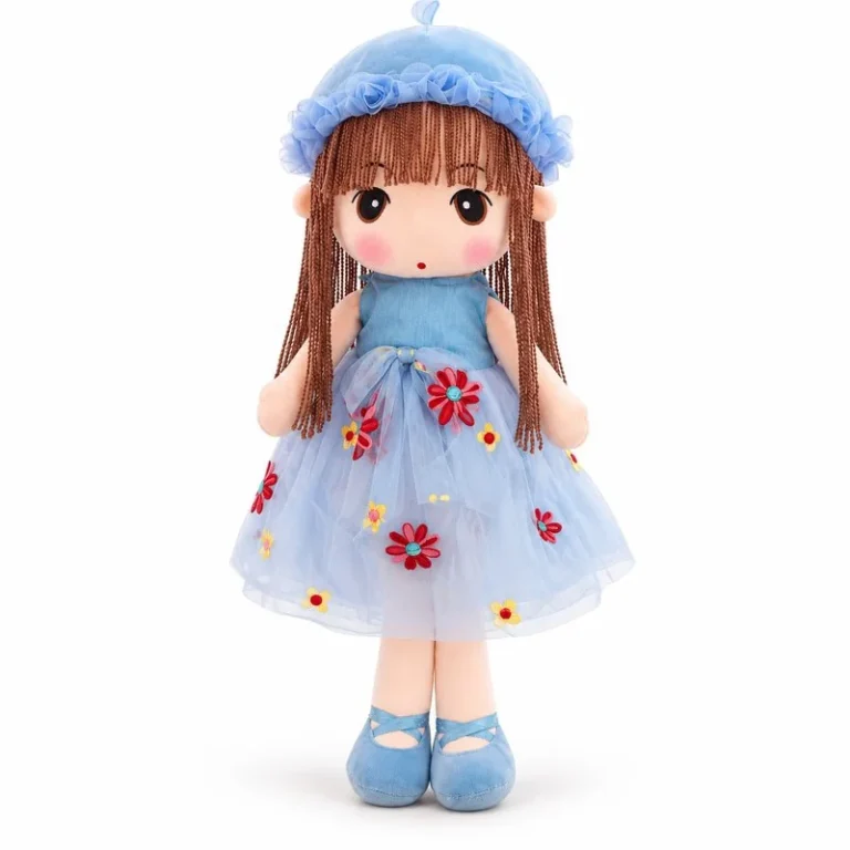 Blue Embroidered Dress Cloth Doll