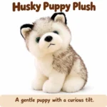 Seated Blue Eyed Husky Puppy Plush; AI concept reference, final sample and specifications to be confirmed.