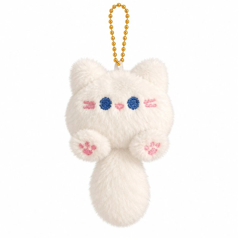 Blue Eyed Long Tail Cat Plush Keychain