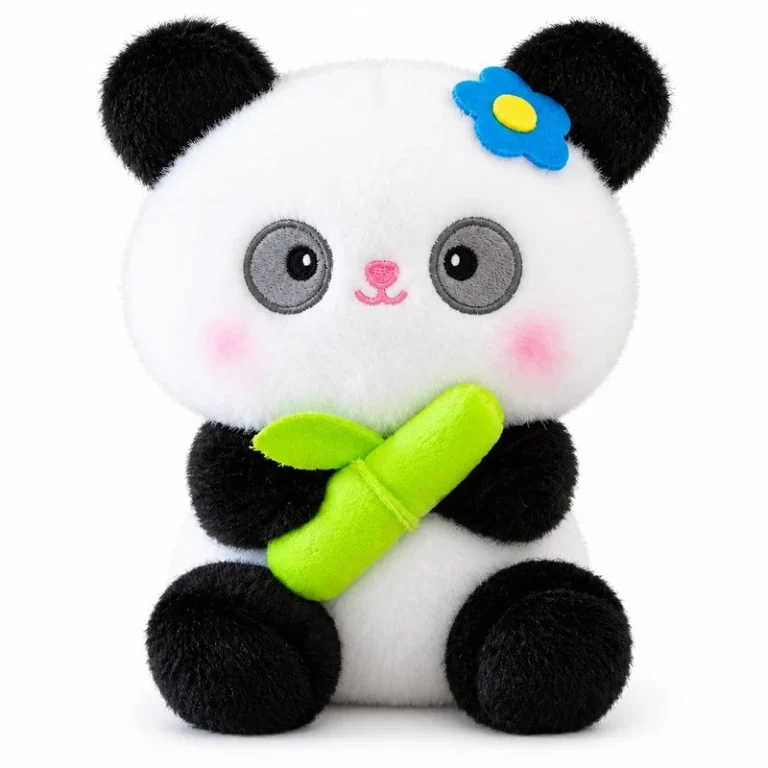 Blue Flower Bamboo Panda Soft Toy