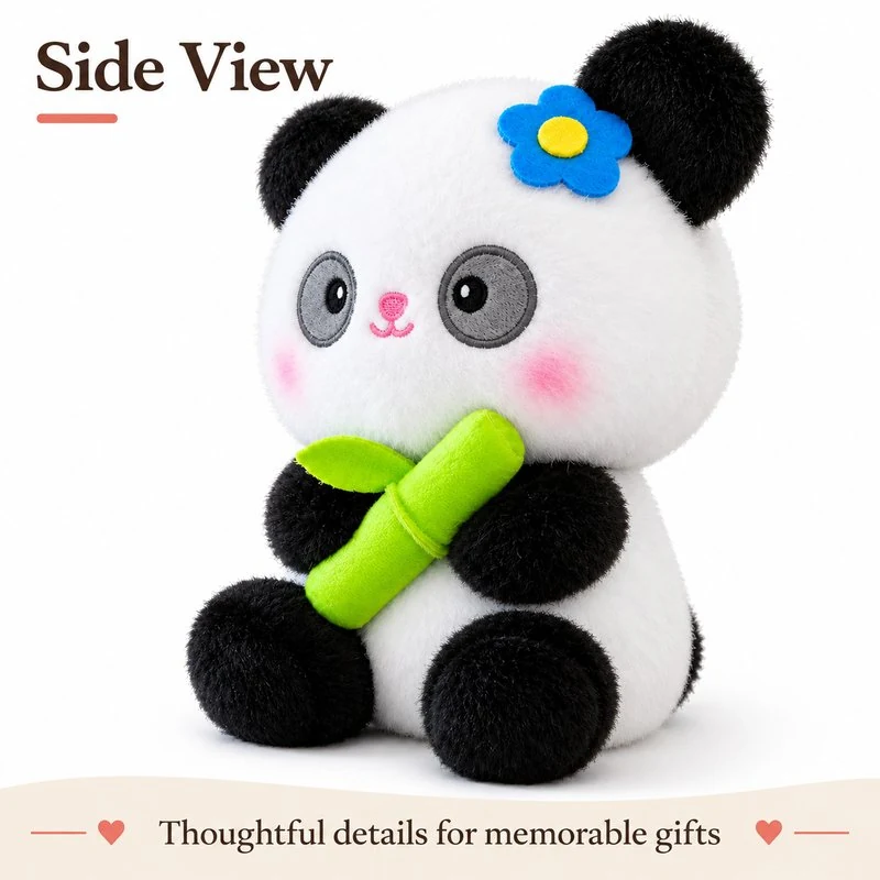 Blue Flower Bamboo Panda Soft Toy — additional angle concept.
