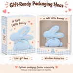 Blue Gingham Bow Bunny Plush Pillow — optional packaging concept; final artwork, fit and quotation require confirmation.