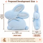 Blue Gingham Bow Bunny Plush Pillow — proposed size reference; dimensions require sample confirmation.
