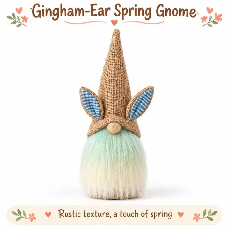 Blue Gingham Ear Easter Gnome Plush