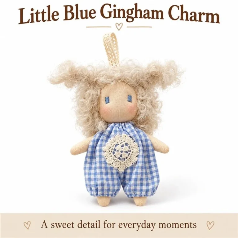 Blue Gingham Romper Doll Keychain